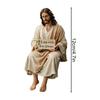 Jesus Resin Figurine Sitting Pose I Am with You Always Sign Unique Jesus Christ Statue Desk Companion Home Decoration