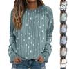 Women's Casual Fashion Print Long Sleeve Round Neck Pullover Top Blouse