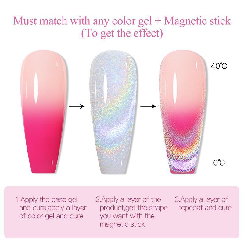 2 шт. Mtssii 6 мл терморадужный голографический магнитный гель с изображением кота, изменяющий температуру, магнитный гель-лак, лазерный гель для замачивания