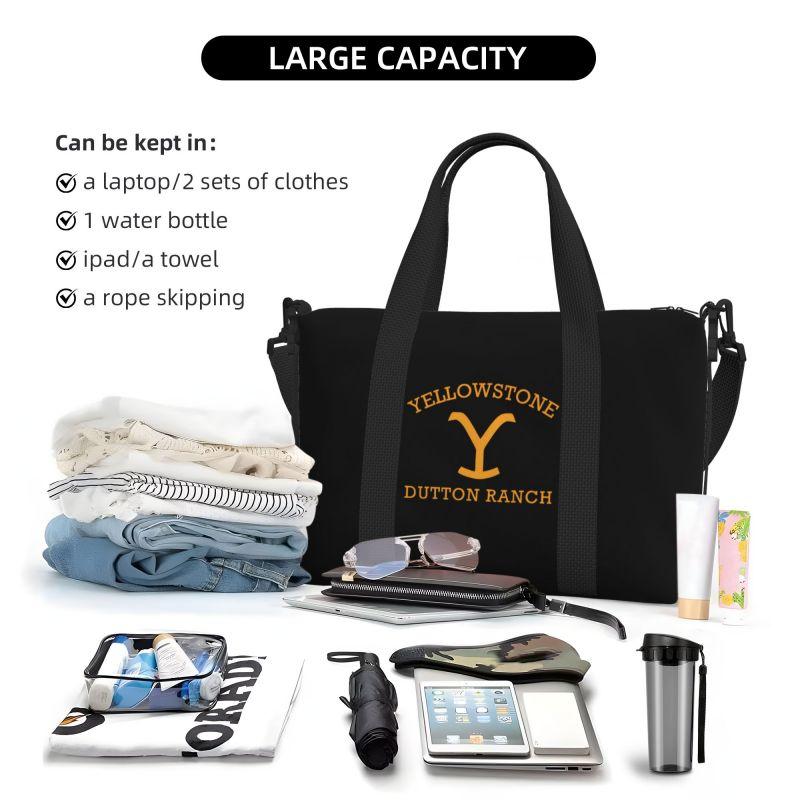 Yellowstone Dutton Ranch Graphic Print Travel Duffel Bags Unisex Waterproof Foldable Luggage Bag Lightweight Durable Handbag