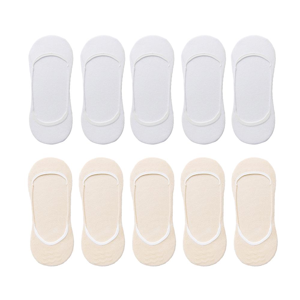 10 Pairs Women Invisible Sock Slippers Short Ankle Socks Set Fashion Ladies Woman Pack Solid Color Cotton Non-slip No Show Socks