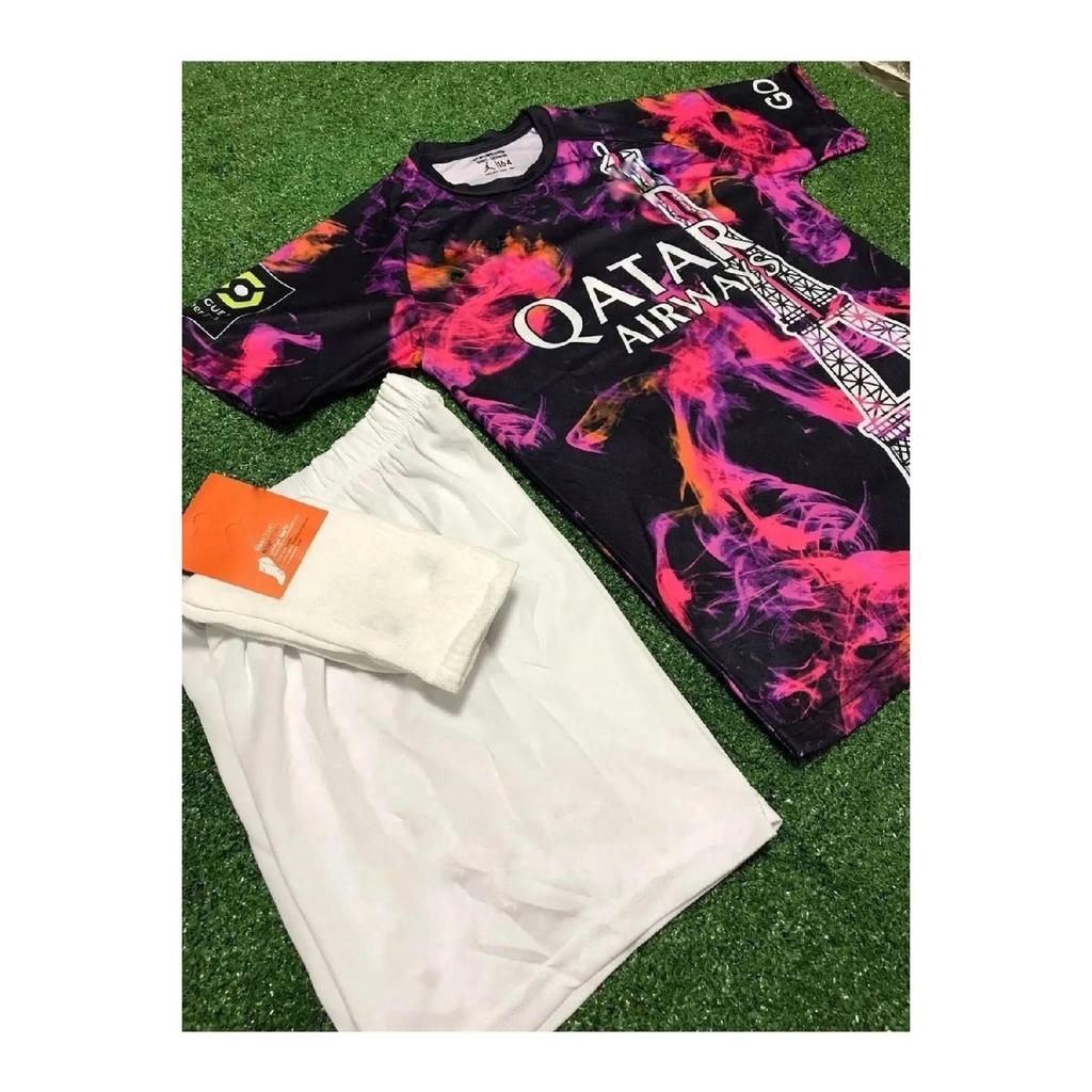 Детская футболка Kylian Mbappe 2024/25, новый сезон, комплект из 4 предметов (третья рубашка)