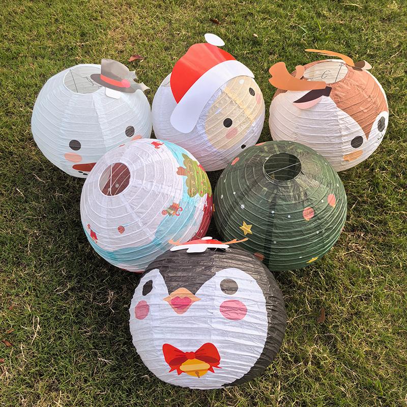 Cartoon Christmas Paper Lantern 2025 Christmas Party Home Hanging Lamps Ornaments DIY Decoration 2026 New Year Kids Gifts Favors