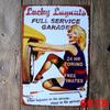 Custom Retro Pin-up Girl Car Repair Shop Tin Sign