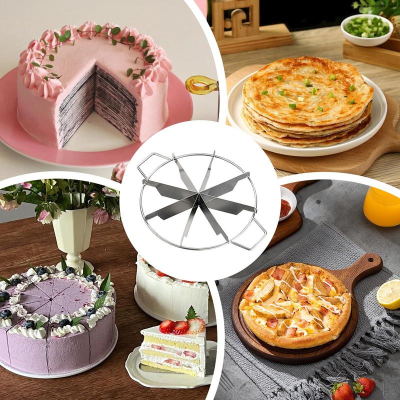 Cake Cutter Slicer Stainless Steel Pie Cutter Equal Portion Marker Round Bread Divider Pastry Cheese Pizza Cutting Press Tool