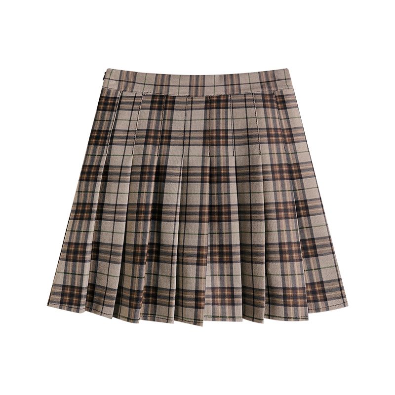 Plaid Jk Pleated Short Skirt A-line Skirt Women's Spring and Summer High Waist Was Thin College Style
