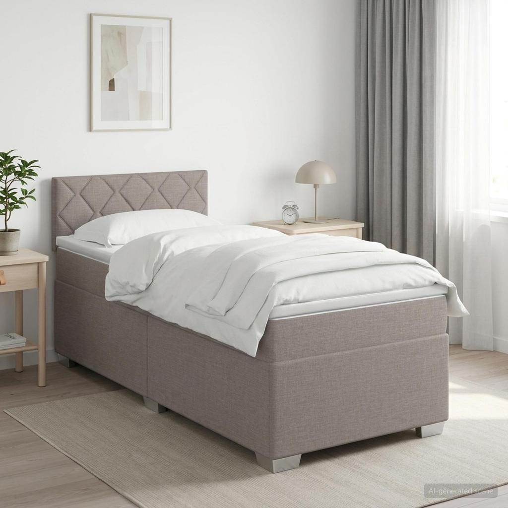 Box Spring Bed with Mattress and Headboard Taupe 80 x 200 cm Fabric