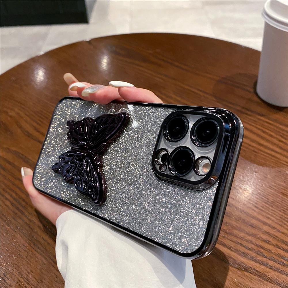 Чехол-подставка 'Бабочка' с блестящим градиентом для Samsung A15 A55 A35 A25 A05S A54 A34 A24 A14 A04 A13 A23 A33 A53, чехол с покрытием 'металлик'