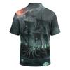 Мужская рубашка с принтом на Хэллоуин, с коротким рукавом, для вечеринки и повседневной носки