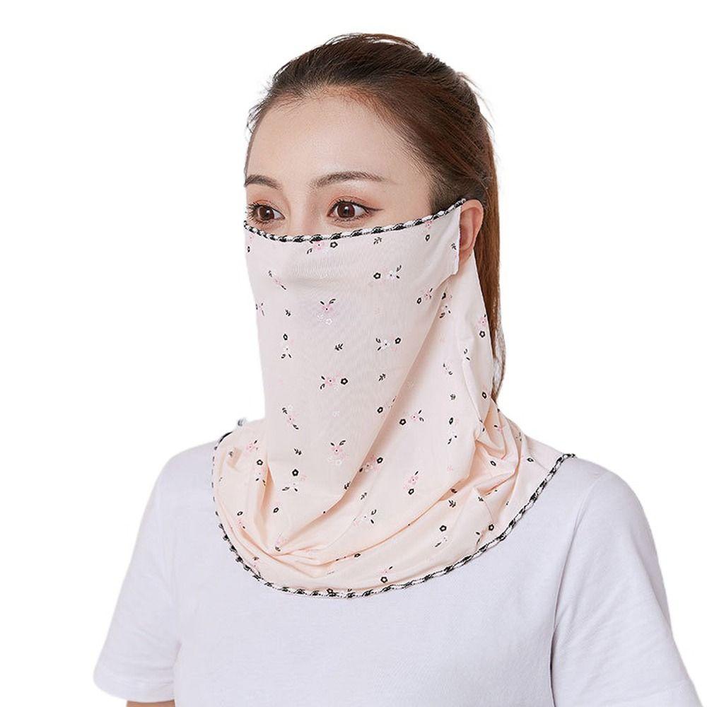 Floral Sunscreen Veil Driving Face Mask Summer Sunscreen Mask Face Gini Mask Womne Neckline Mask
