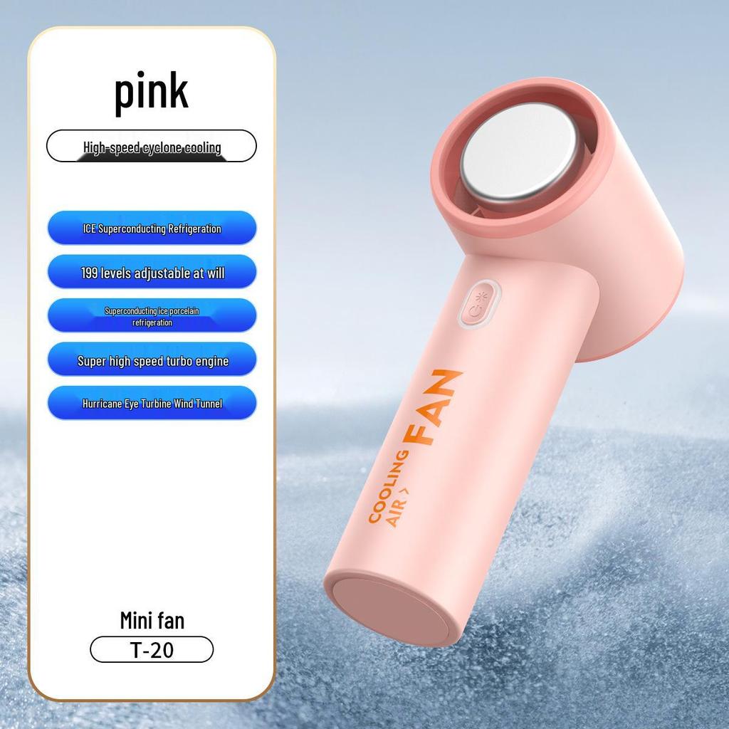 T20 Compact Handheld Fan: High-Speed, Long Battery, USB Rechargeable for Outdoor Cooling