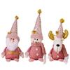 Adorable Pink Christmas Decoration Plush Sitting Gnome Snowman Reindeer Figurines For Festive Holiday Display