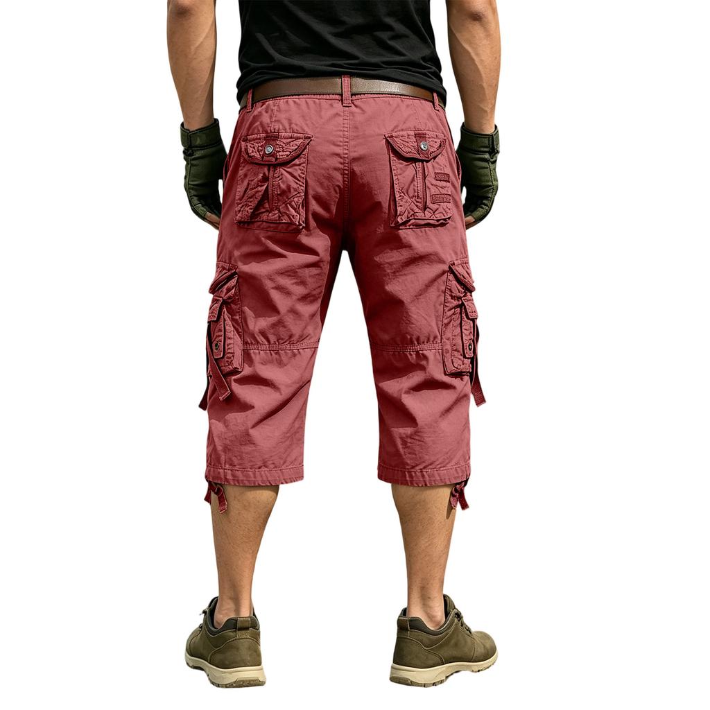Men's Cotton Cargo Shorts with Multiple Pockets, Casual Summer Shorts (Belt Not Included)