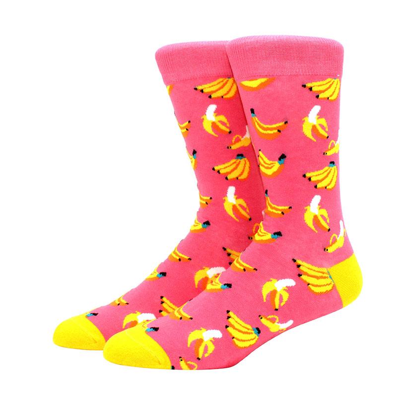 1 пара забавных мужских носков с рисунком фруктов, бананов, фламинго, лимонов, яиц, ленивцев, пиццы, счастливых носков для скейтбординга в стиле Харадзюку