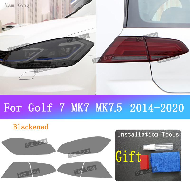 Для Volkswagen VW Golf 7 MK7 7.5 -2014 Автомобильная Черная Защитная от Царапин Пленка на Фары и Задние Фонари, Прозрачная Защитная Пленка на Фары и Задние Фонари