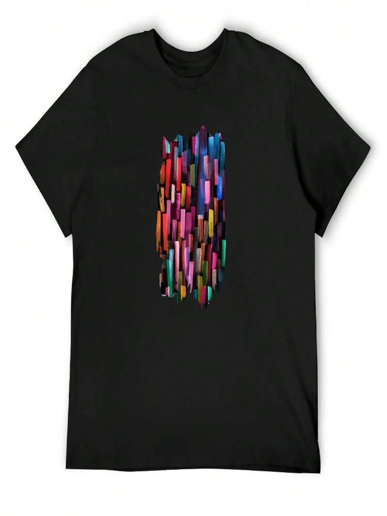 Multicolored Watercolor Stripes Pattern T-Shirt Essential T Shirt Tees Funny Costumes T Shirts For unisex Cotton