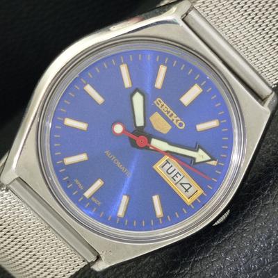 ЯПОНИЯ ВИНТАЖ SEIKO 5 АВТОМАТИЧЕСКИЕ 6309A МУЖСКИЕ ЧАСЫ С ЦИФЕРБЛАТОМ СИНЕГО ЦВЕТА a701413-5
