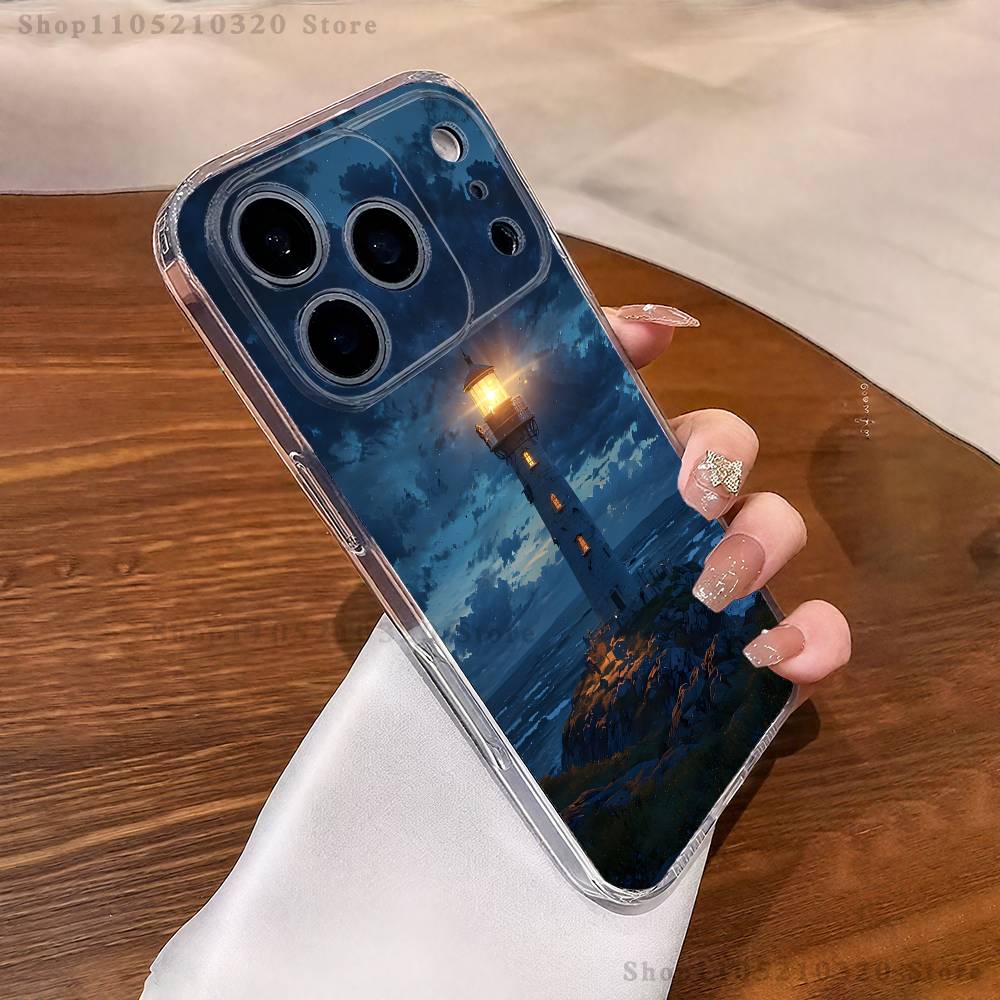 Аниме чехол для телефона с маяком для iPhone 17,16,11,15,13,14,12,Air,Mini,Plus,Pro,Max,Plus,E Прозрачный мягкий чехол