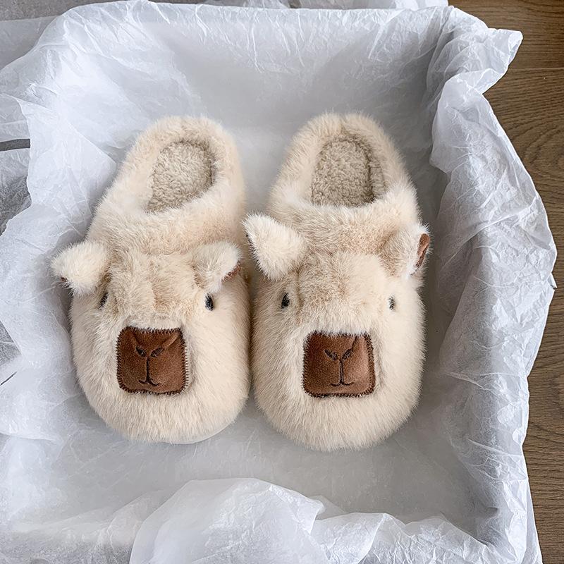 Женские плюшевые тапочки Баотоу, мультяшные, утепленные, теплые, зимние, на толстой подошве, с высокой подошвой, домашние тапочки, повседневная обувь для ходьбы в помещении, снежные хлопковые тапочки