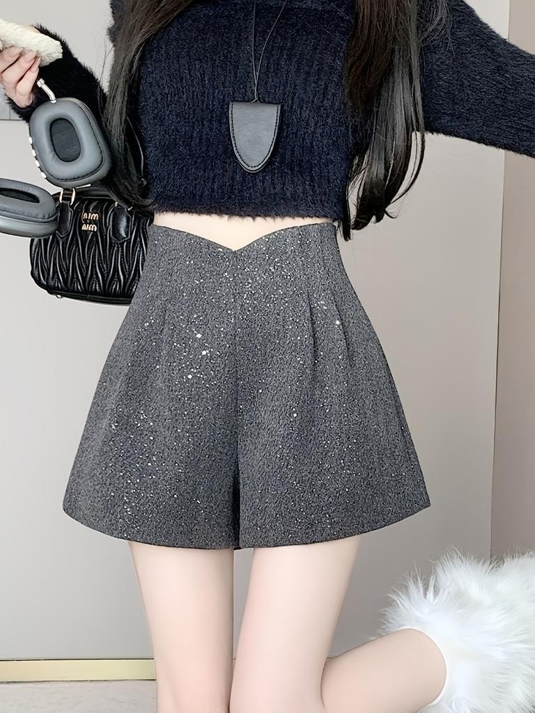 Женские широкие шорты с высокой талией, облегающие повседневные шорты А-силуэта, модная одежда в корейском стиле 2000 года, весна