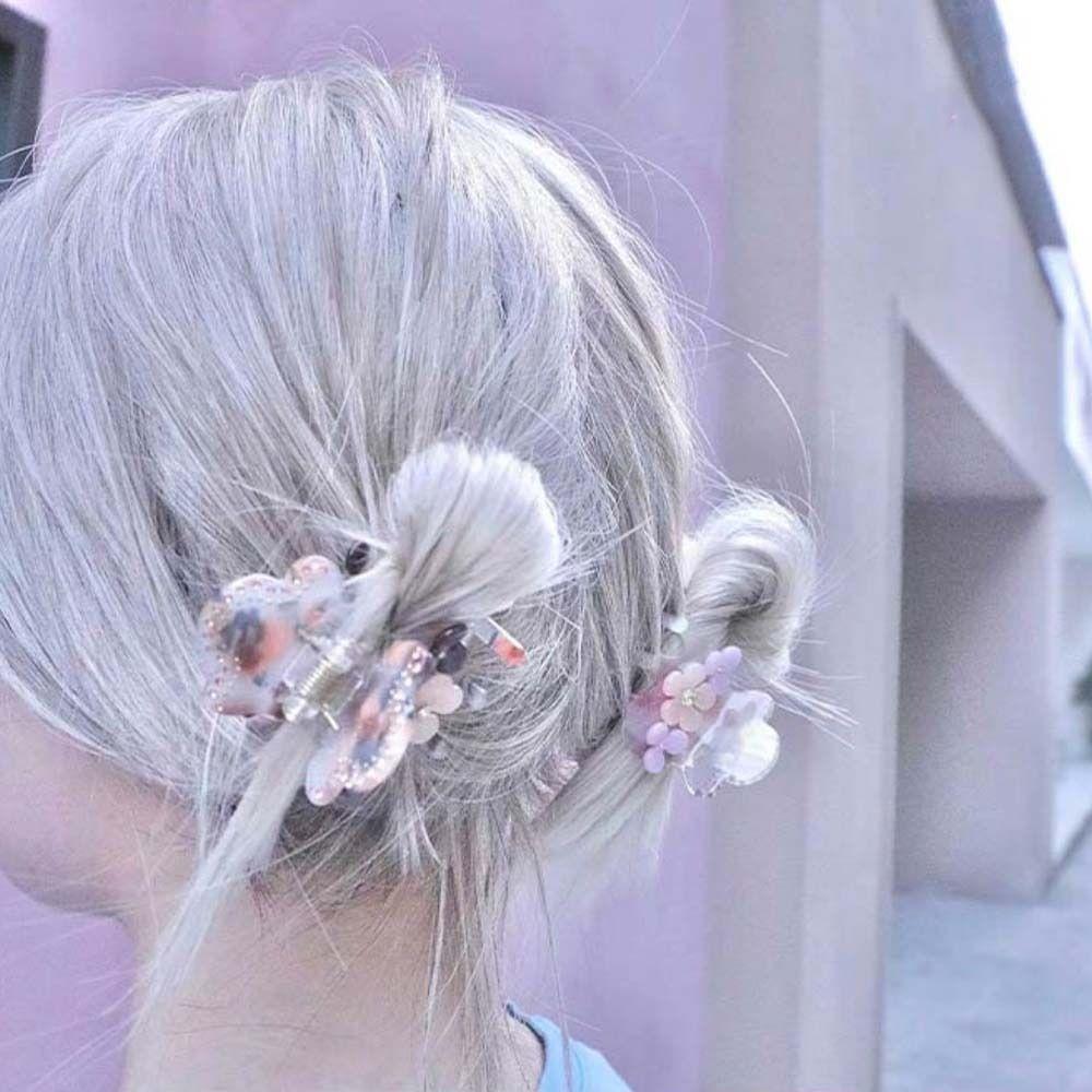 Crystal Flower Hair Clip Acetic Acid Zircon Hairgrip Elegant Small Acetate Hair Claw Party