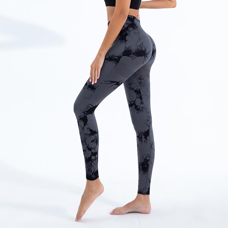 Women's Tie-Dye High Waist Yoga Pants - Seamless, High Elasticity, Hip Lift, Perfect for Running & Fitness.
