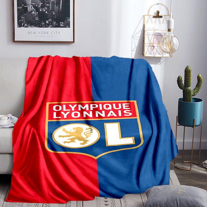 Lyonnais Football Crest Blanket Lightweight Ideal Bedding Blanket Perfect for Travel, Camping, Living Rooms, Offices, Sofas, Fan Christmas gift