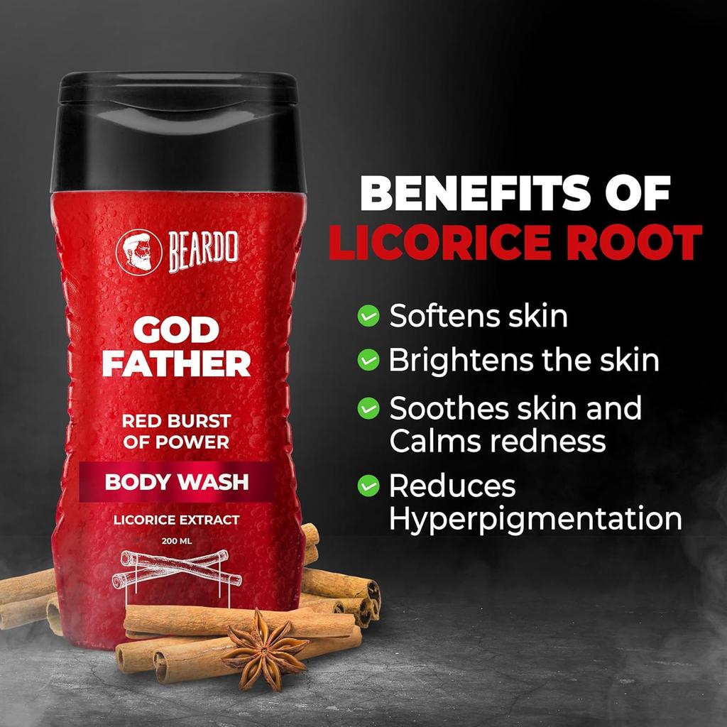 Beardo DeTan, Godfather, B-acne Clear Body Wash Set for Men 200ml x 3 Deep Cleansing Tan Removal