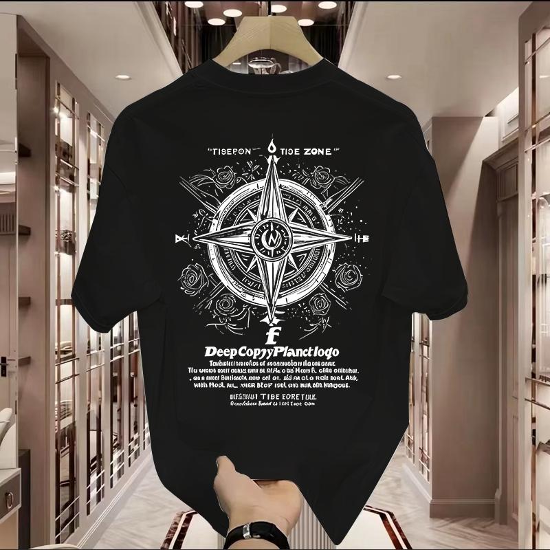 Мужская летняя новая хлопковая футболка с коротким рукавом и круглым вырезом свободного кроя большого размера с принтом шикарная японского стиля базовая футболка