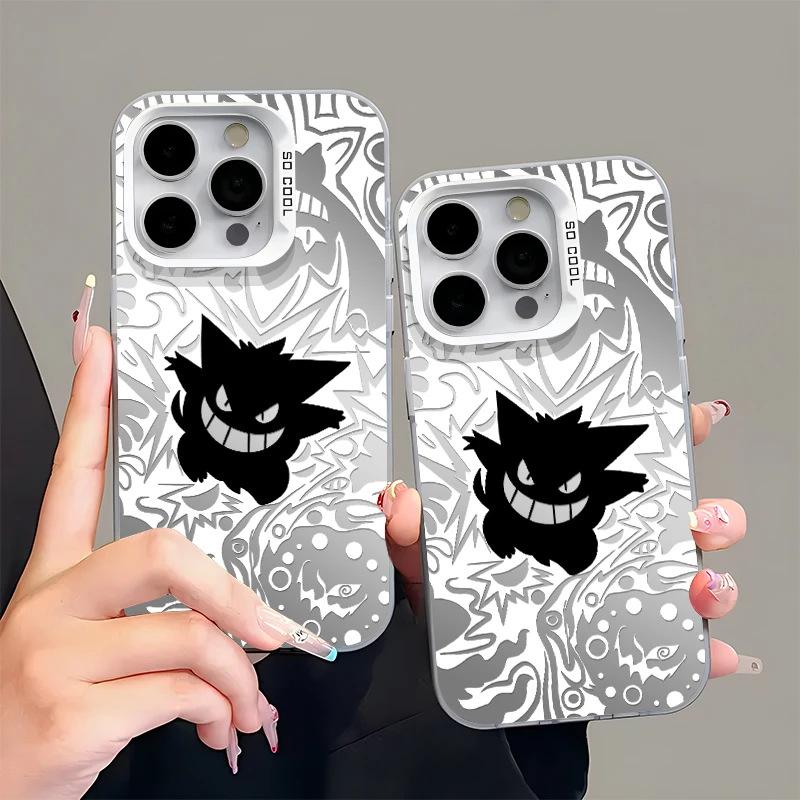 Чехол для мобильного телефона Pokémon Geng Gui для iPhone17promax iPhone16 цветной серебристый 14 матовый 13 анимация 15