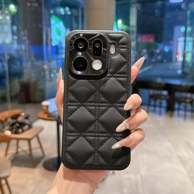 Кавайный Простой Клетчатый Узор Любовь Кожаный Чехол Для Oppo Find X8 X8s X9 Pro Plus Ultr Полная Защита Объектива Камеры Задняя Крышка Чехол