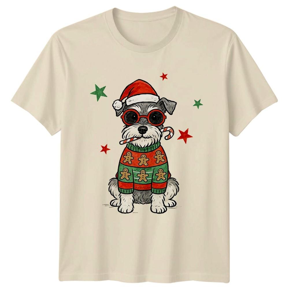 Schnauzer Dog Christmas Holidays Unisexs TShirt Unisexs Tee Graphic Unisex Top