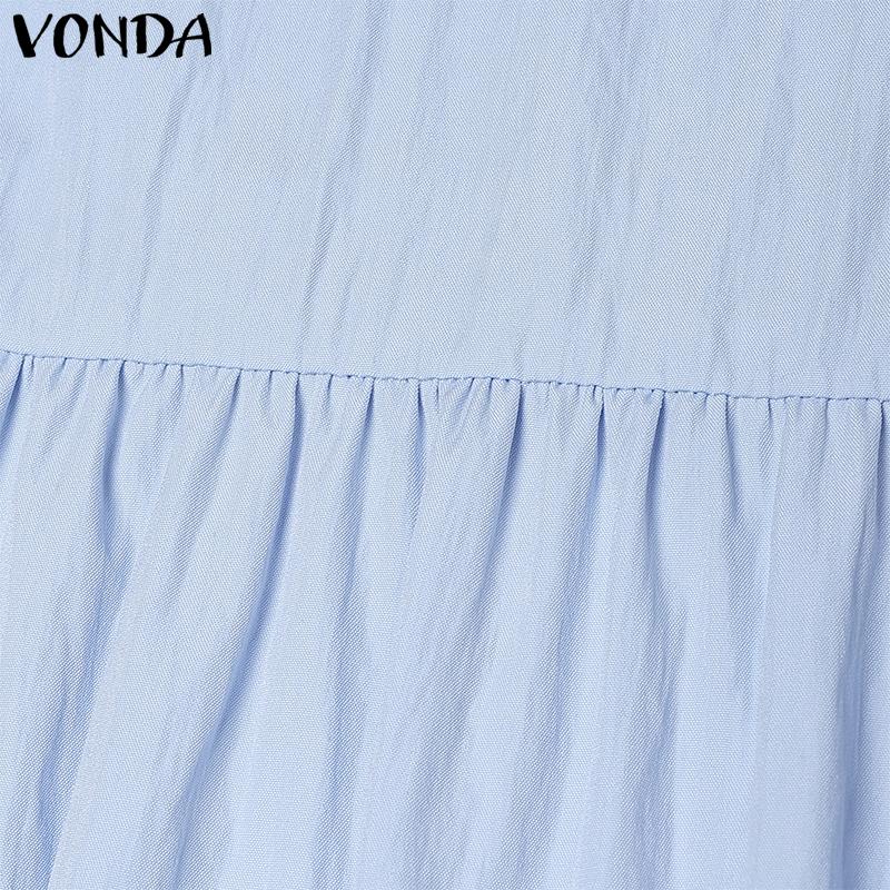 VONDA Женское платье миди с плиссировкой, короткими рукавами и кукольным воротником