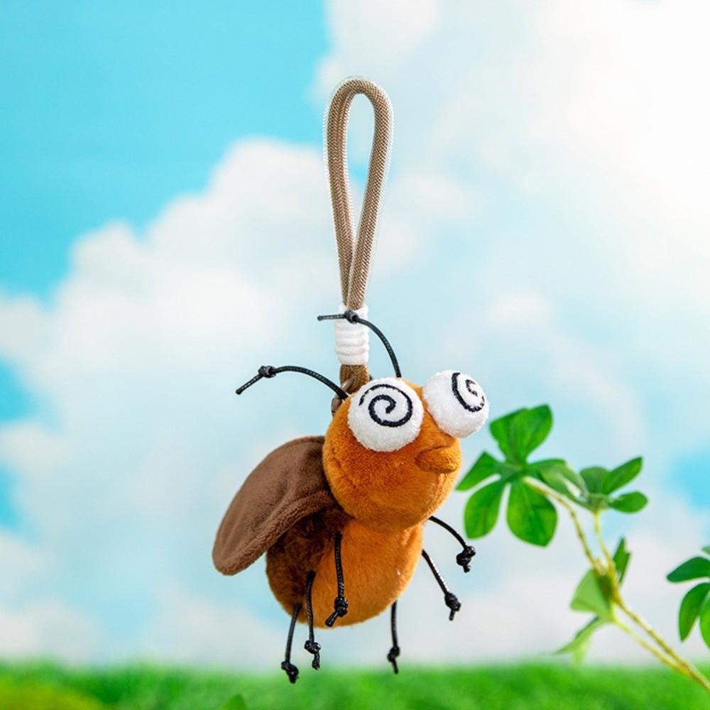 Ladybug Plush Insects Key Ring Cartoon Cockroach Key Chain Cute Moth Fly Pendant for Gifts