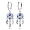 Fashion 925 Silver Color Earrings Blue Zircon Stars Moon Irregularity Earrings For Woman Fine Birthday Jewelry Gifts
