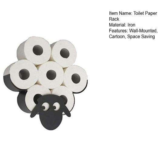 Подставка для туалетной бумаги настенное крепление с высокой несущей способностью, большой вместимости, милый органайзер для рулонов бумаги в виде овцы с большими глазами, аксессуары для ванной комнаты