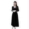 New French long velvet sexy pajamas waist hollowed out pure desire wind suspender pajamas elegant high-end loungewear