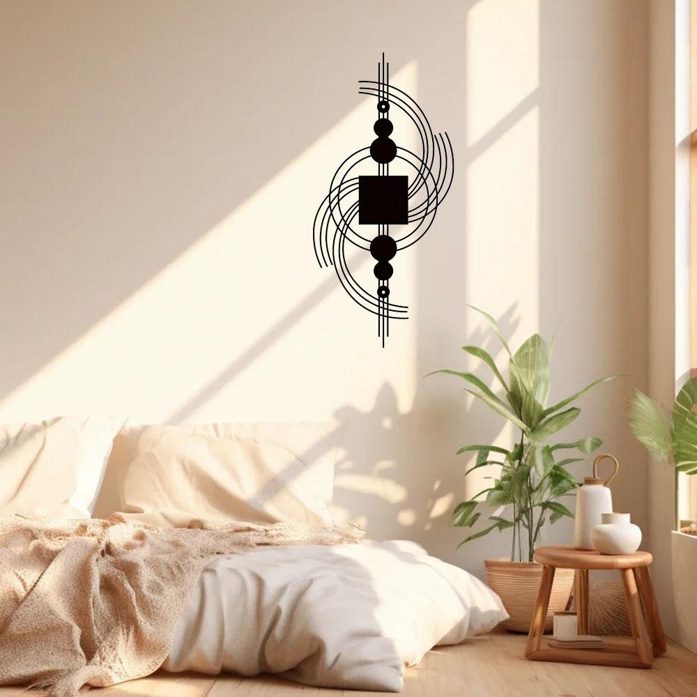 Потрясающий геометрический декор для стен из металла! Круглая и квадратная комбинированная настенная скульптура. Абстрактное вертикальное украшение.