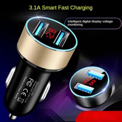 Автомобильное зарядное устройство QC 3.0, многофункциональное, с двумя USB-портами, светодиодным дисплеем, вольтметром, мониторами, адаптером для автомобильного прикуривателя, автомобильными принадлежностями