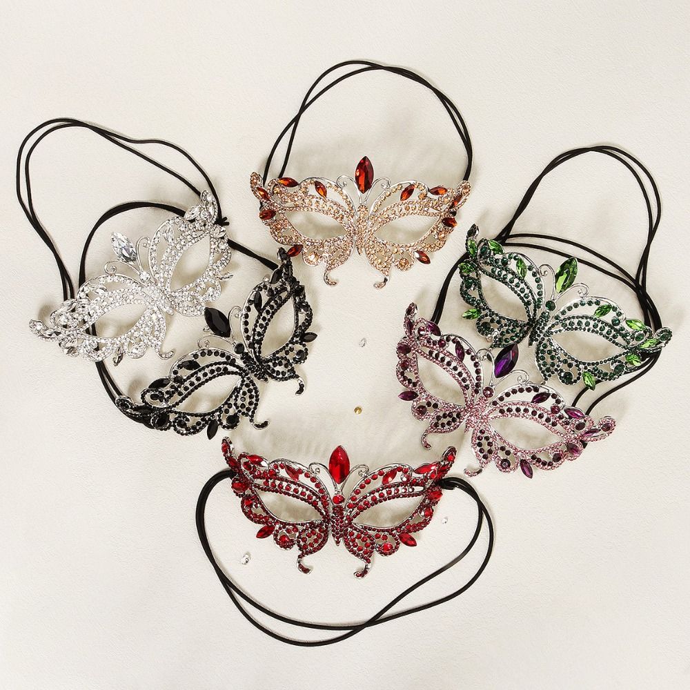 Маска-маскарад на все лицо с кисточкой, аксессуары для лица, простая маска со стразами, фотореквизит