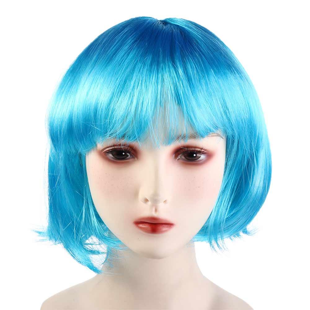 Funny Women Bobo Wig Pink Short Straight Hair Cosplay Party Bob Hair Makeup Party