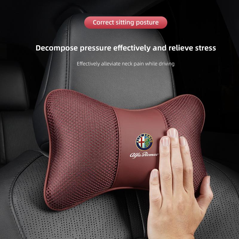 Keychain High-end Ice Silk Car Seat Headrest Memory Foam Comfort Pillow Auto Interior For Alfa Romeo 4C 159 166 Giulia Giulietta zk3