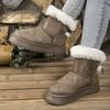 Модные Повседневные Зимние Теплые Ботильоны Длины Снежные Ботинки с Глубоким Вырезом Женская Обувь 2025 Новые Утолщенные Удобные Теплые Снежные Ботинки Женские
