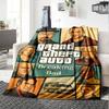 1 шт. Мягкое фланелевое одеяло Grand Theft Auto с дизайнерским принтом. Уютное одеяло для всех сезонов, идеально подходит для дивана, кровати, офиса