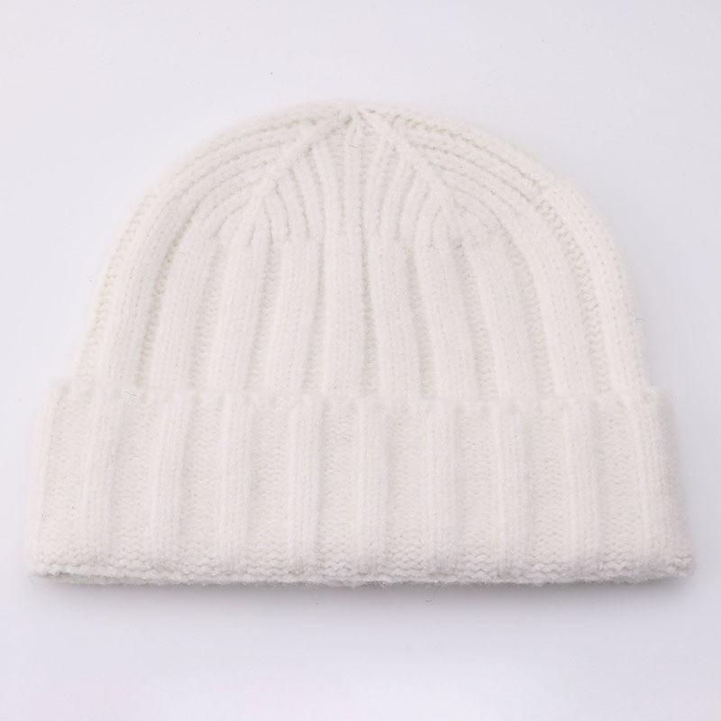 Large Head Cashmere Knit Beanie Solid Color Winter Warm Ear Flap Hat Men Women