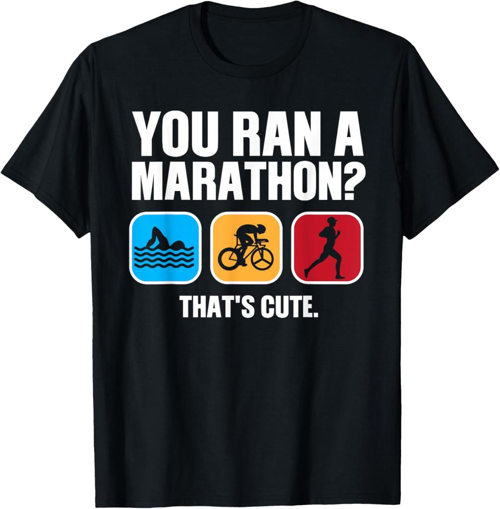 Funny Swim Bike Run Triathlon Design Men Women Triathletes T-Shirt Print on Demand Casual Short Sleeve Tee Camiseta