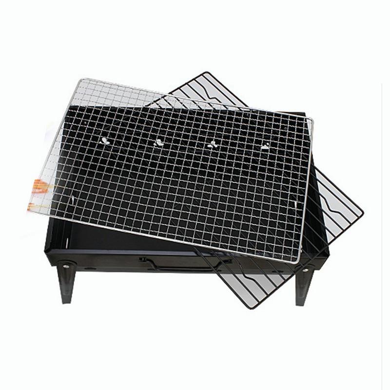 Большой складной портативный черный гриль-барбекю для барбекю на открытом воздухе для пикника на углях для путешествий