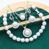 Anti-allergic Jewelry Pearl Bracelet Necklace Earrings Ring Jewelry Set