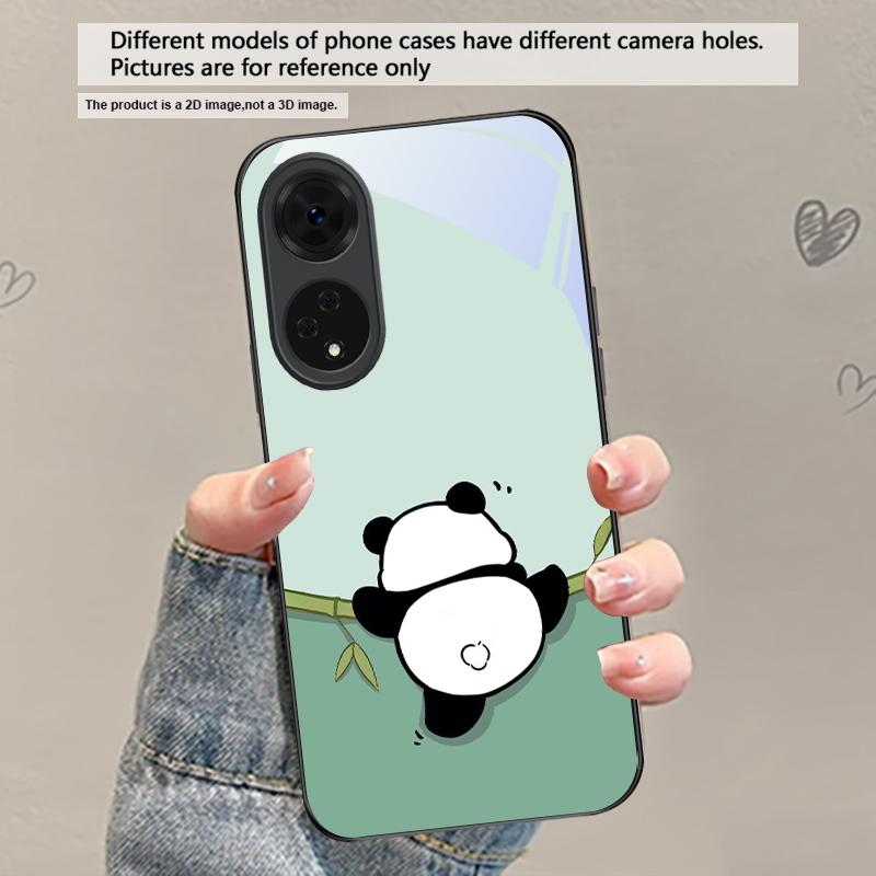 Милый и очаровательный панда Для Oppo A54s A16 A98 A40 A3x A80 A74 A60 A17 A96 A93 A38 A18 A79 A58 A78 A73 A60 A3 Стеклянный чехол для телефона