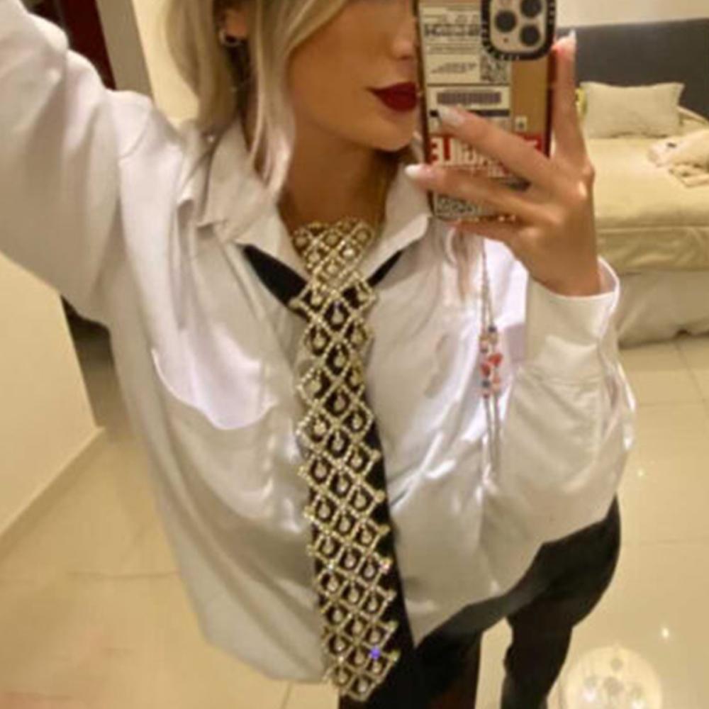 Stonefans Long Neck Tie Necklace Woman Rhinestone Fashion 2022 Collarbone Choker Necklace Vintage Luxury for Girl Bohemian Gifts